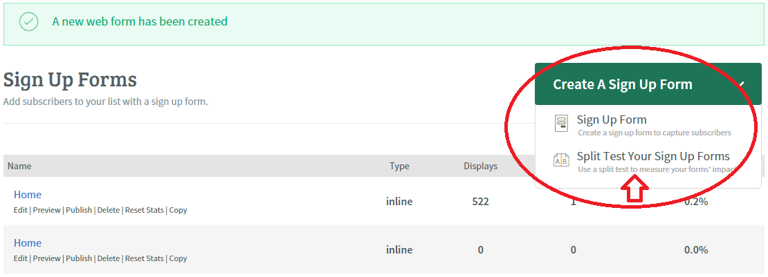 split testing forms